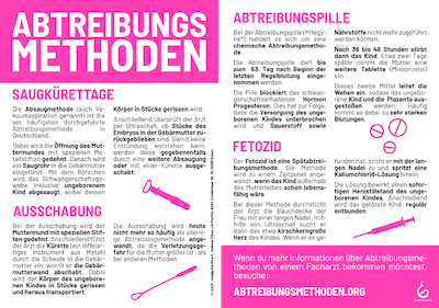 Vorschau des Flyers zu Abtreibungsmethoden